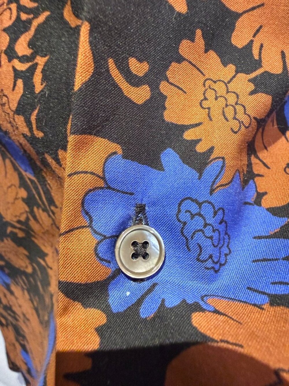 Paul Smith Made in Italy Floral Shirt Men's M Brown Orange Blue Designer - Picture 11 of 12